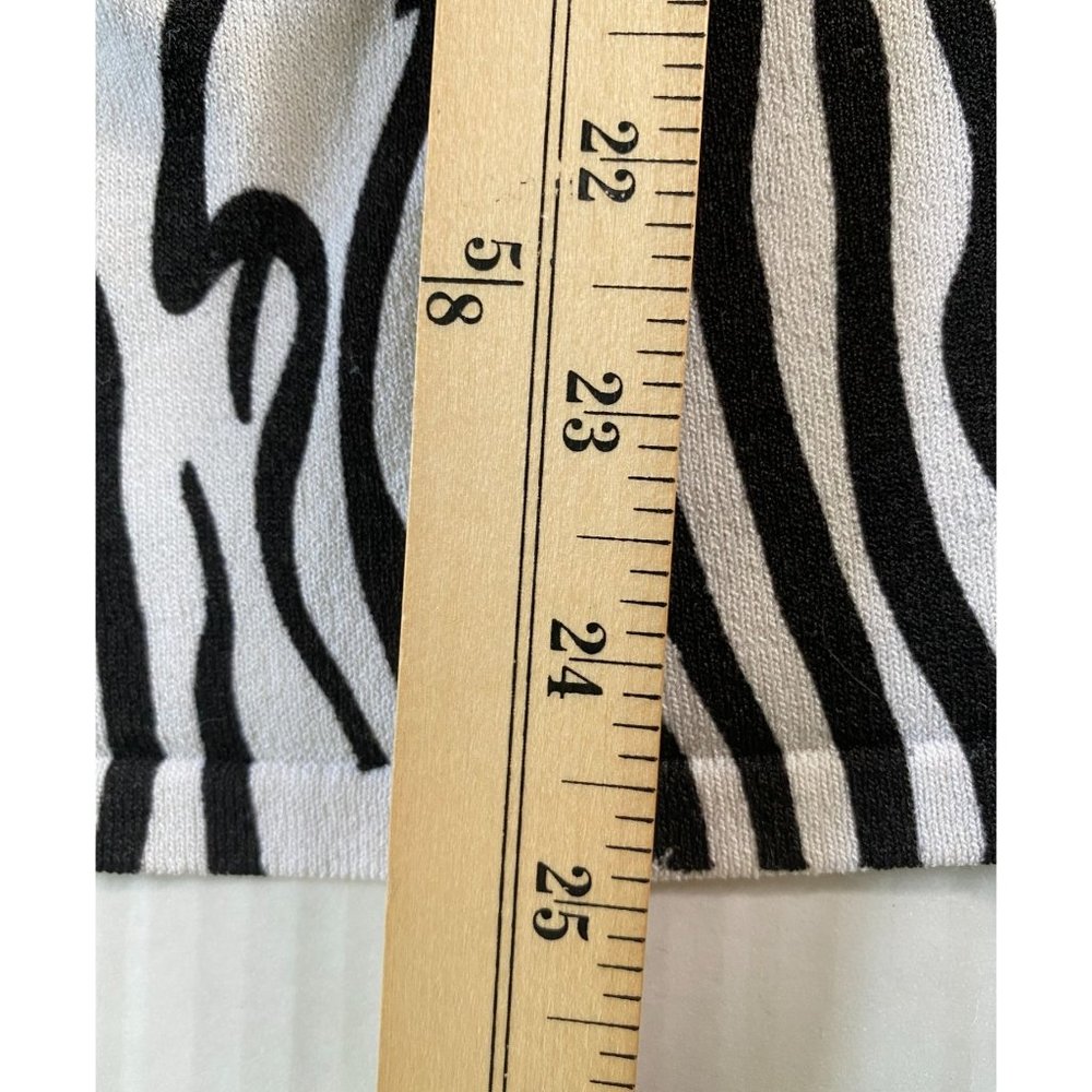 Joseph A Womens Black and White Zebra Knit Top S with Crochet Neckline Boho Y2K - Picture 7 of 9